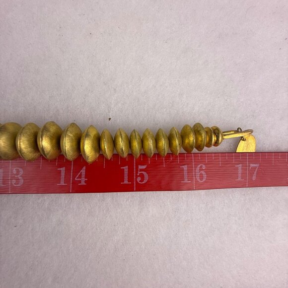 Handcrafted Gold Tone Brass Statement Necklace 15-Inch Collar Marcas 950 Marked - Picture 5 of 5